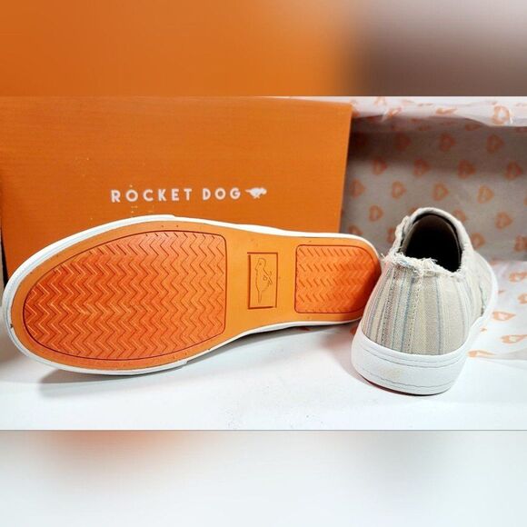 Rocket Dog Women's Size 8.5M Natural Afina Rumney Stripe Cotton Slip-on Sneakers - Picture 4 of 7